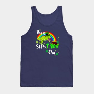 Happy St Patrick's Day Dinosaur PaT Rex Leprechaun Rainbow Tank Top